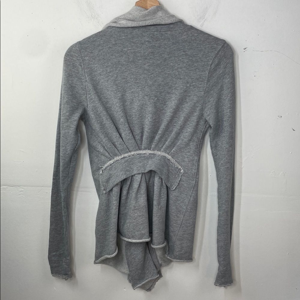 We the Free Free People Ebb and Flow Zip Up Ruffle Sweatshirt size XS Gray - Picture 8 of 14